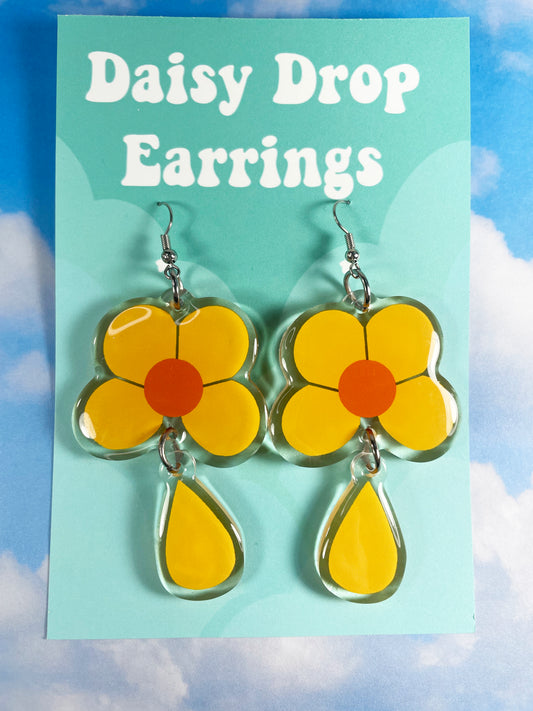 Yellow Daisy Drop Earrings