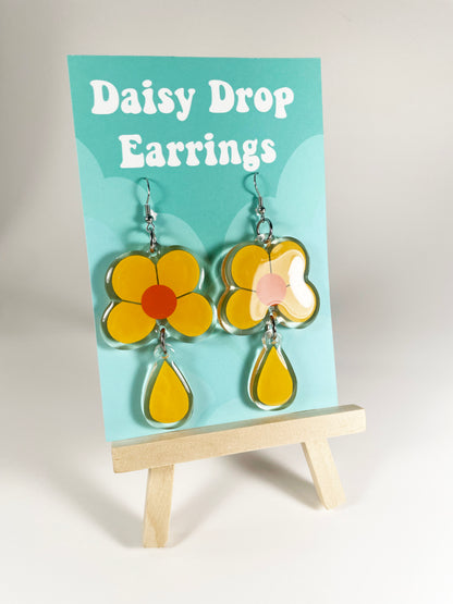Yellow Daisy Drop Earrings